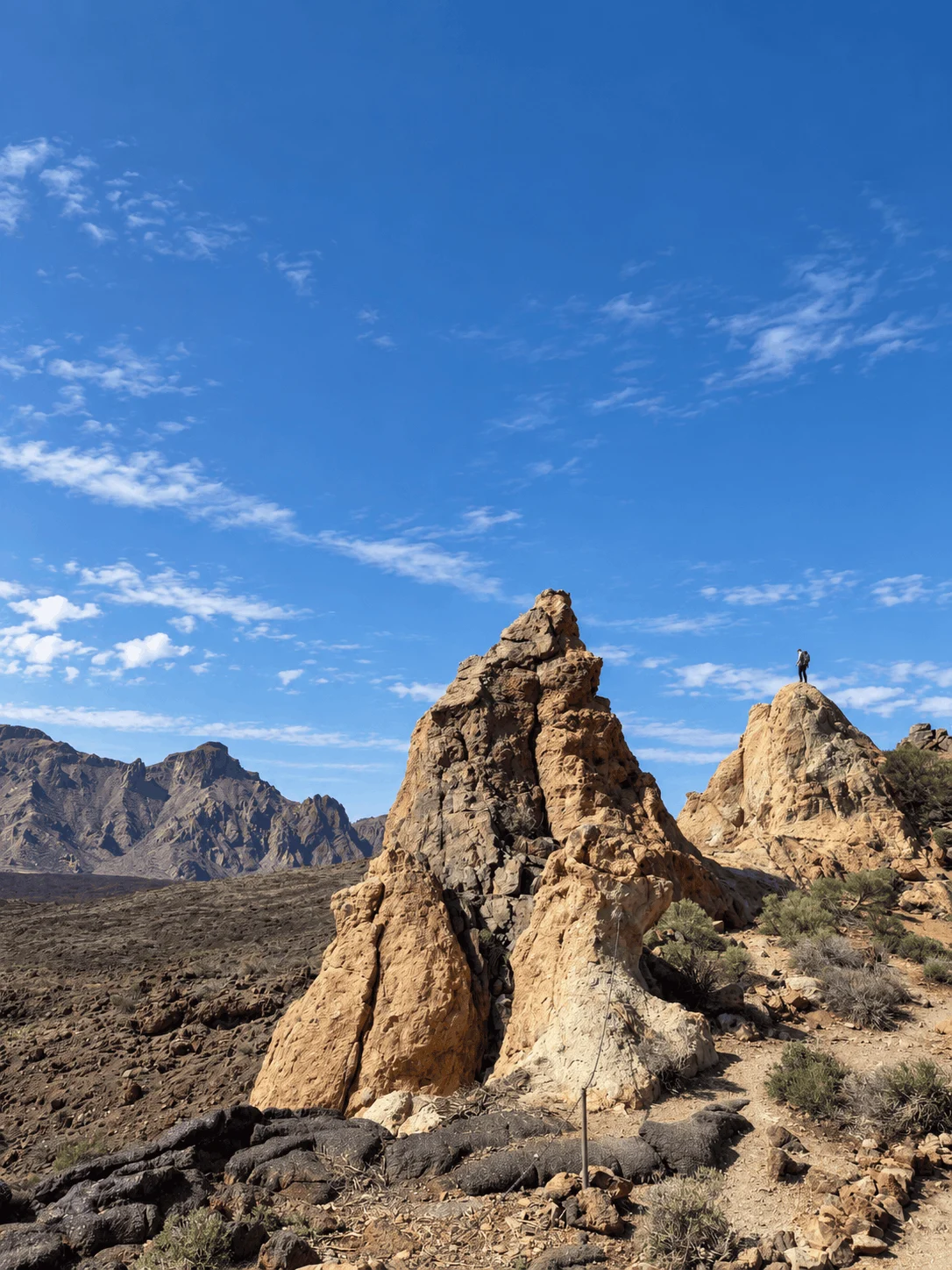 Mount Teide and the volcanic landscape of Teide National Park from the Roques de García trail